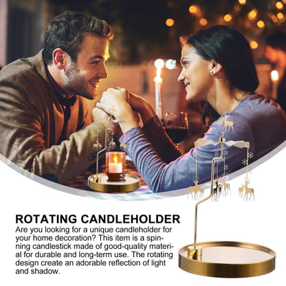 Luxshiny 1pc Romantic Metal Candle Holder Rotating Design for Elegant Table Decor for Home Restaurant Wedding and Holiday Gatherings