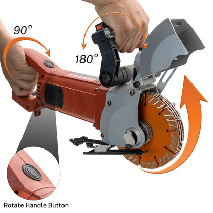 VICSEC 110V Electric Wall Chaser Groove Cutting Machine with Laser Guide Dust-Resistant Design Includes 5 5-Inch (133mm) Blades for Cutting Grooves in Brick Concrete Marble & Granite