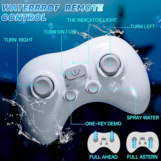 Remote Control Shark Toys for Boys Kids 1:18 Scale High Simulation Shark for Pool 2.4Ghz Electric RC Shark Boat Fish Toys with Light &amp Spray Toy Shark Gifts for 6 7 8 9 Year olds Kid Boys Girls