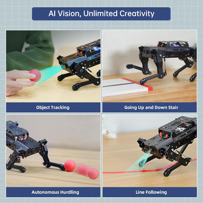 PuppyPi Robot Dog with ChatGPT Large AI Models AI Embodied Intelligence ROS Robotic Dog Vision Scene Voice Understanding SLAM Mapping Navigation Bionic Quadruped Robot, Ultimate Kit & RaspberryPi5 4GB