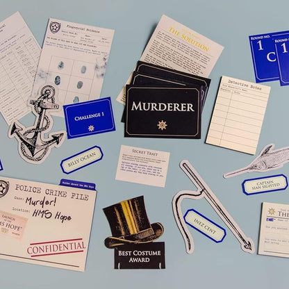 Talking Tables Reusable Murder Mystery Game Death on The Boat Interactive Family Dinner Party Games Night Halloween Christmas Solve The Crime Case Detective Clues Age 16+ 5-12 Players