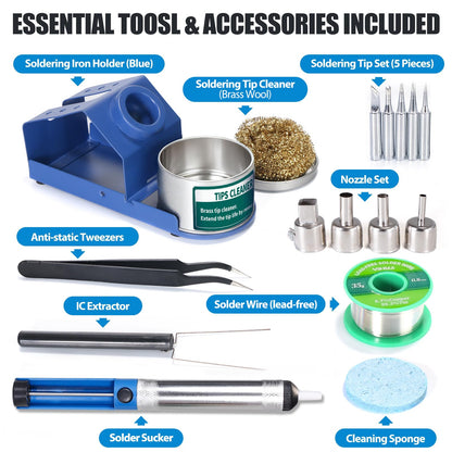 YIHUA 862BD+ SMD ESD Safe 2 in 1 Soldering Iron Hot Air Rework Station °F /°C with Multiple Functions