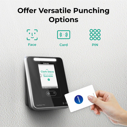 ANVIZ Time Clocks for Employees Small Business - Forever Free Cloud Software - FacePass 7 Pro Biometric Clock in and Out Machine - Support Door Access - Face + RFID + Pin Punching, FacePass 7 Pro