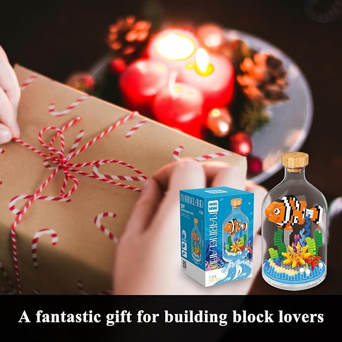 Creative Clownfish Toy Building SetAdult Mini Animal Friend SetParty Favors Gift for FriendsAnimal Lover Office Home Decor Fishes Building BlockNew Year Easter Birthday Gift for Family