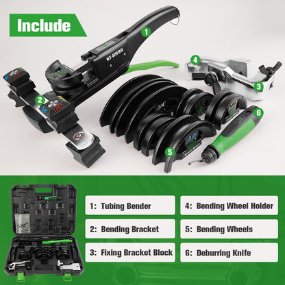 Super Stars Tubing Bender Kit 1/4in-7/8in Ratchet Copper Pipe Bender Tool Set HVAC 90° Bend with 7 Dies for Refrigerator Air Conditioner