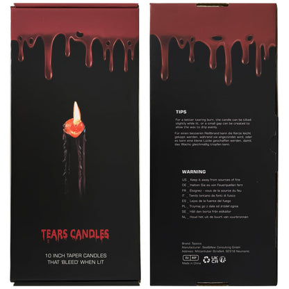 Topsics 6 PCAK Bleeding Taper Candles, 10 inch Tears Candle, Bleeding Candlesticks for Halloween, Horror Themed Candles