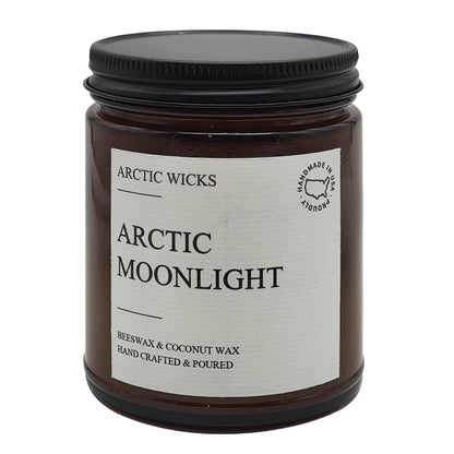 Arctic Wicks Scented Coconut Beeswax Candles | Coconut Beeswax Non Toxic Candle 9oz Amber | Farmhouse Candles Non-Toxic Clean Burn 100% USDA Certified Biobased (Arctic Moonlight)