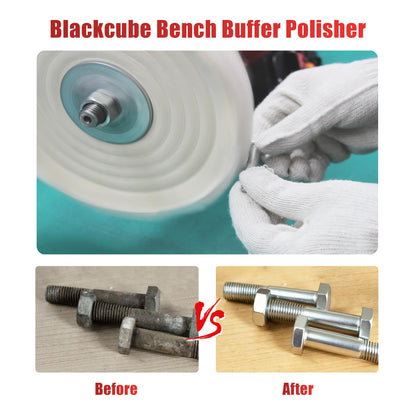 BLACKCUBE Bench Buffer Polisher Motor with 8 Inch Dual Buffering Wheels, Benchtop Polishing Machine for Jewelry, Metal, Wood, Plastic and Knife Sharpening