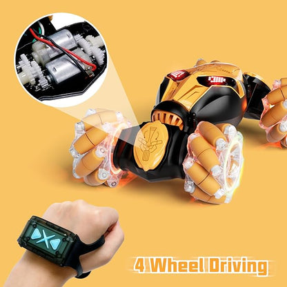 Gesture Sensing RC Car Hand Controlled Remote Control LED Car Toys for Kids 8-12 Years Old 2.4GHz 4WD Double Sided 360° Flips Off Road Vehicle Toys w/Lights&ampMusic Boys Grils Brithday Gift