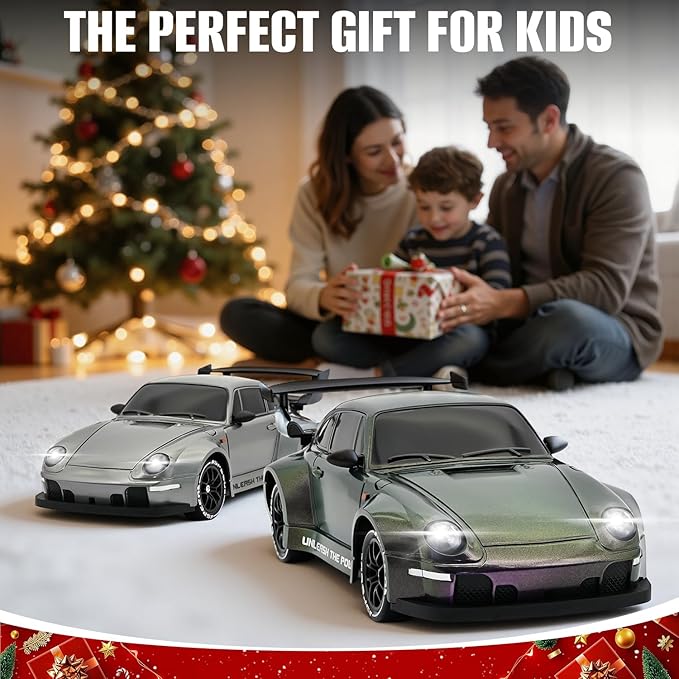 RC Drift Car1:24 Scale Remote Control Car 2.4GHz 20KM/H 4WD High Speed RC Cars for Kids with LED Light Two BatteriesDrifting TiresRacing Vehicle Toy for Adults Boys Girls Purple
