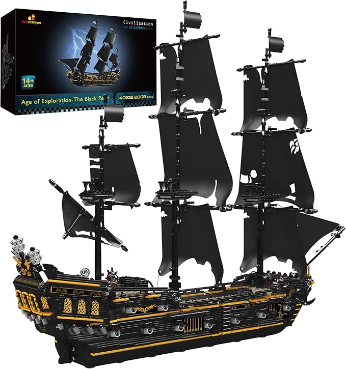 JMBricklayer Pirate Ship Model Building Sets Black Pearl Mysterious Toys Kits Collectible Blocks Cool Toy Gifts for Boys Teens Collectors (Upgraded Version 3180 Pieces) (40102)
