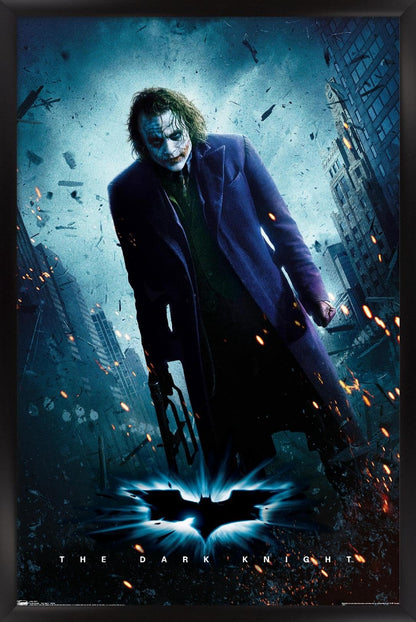 Trends International DC Comics Movie - The Dark Knight - The Joker - One Sheet Wall Poster, 22.375" x 34", Black Framed Version