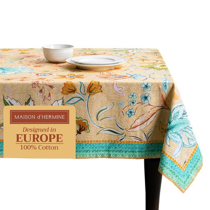 Maison d' Hermine Table Cloth Rectangle Table 100% Cotton 70 x 108 Inches Tablecloth Reusable Decorative for Dining Kitchen Farmhouse Home Gifts for Mothers Day Spring Summer - Luxury Loft - Peach