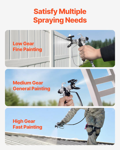 VEVOR 950W Stand Airless Paint Sprayer, 3000PSI High Efficiency Electric Airless Sprayer, Handheld Paint Sprayers for Home Interior and Exterior Furniture and Fences, Fine and Even Painting Effect
