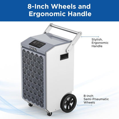 Moiswell 200 Pints Commercial Dehumidifier with Pump and Drain Hose for Basements, Heavy Duty Commercial Grade Dehumidifiers for Large Spaces, Warehouse, Industry Water Damage Unit, Auto Defrost