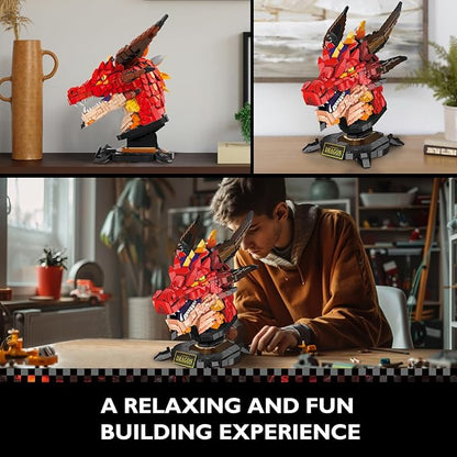 JMBricklayer Dragon Set for Adults 70105 Cool Animals Model Dragon Head Building Blocks Toy Collection or Home Office Decor Birthdays for Boys Girls Men and Adults