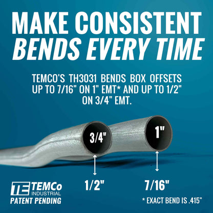 TEMCo TH3031 Dual Size Hydraulic Conduit Offset Bender Both 1" & 3/4" EMT