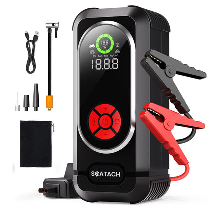 8000A Jump Starter with Air Compressor, 10-in-1 Car Battery Jump Starter Portable (10.0 Gas/10.0L Diesel), 150 PSI 12V Jump Box with Jumper Cables, LED Light, LED Display