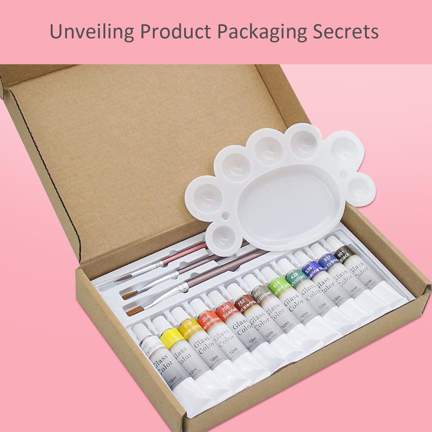 Colorful Stain Glass Paint Kit with 12 Colors, 3 Nylon Brushes, 1 Palette, Permanent Acrylic Enamel Painting Set to Create Translucent Arts on Transparent Wine Glasses, Enamel, Window and Glass