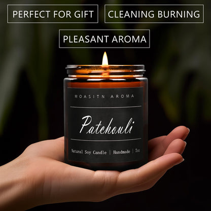 MOASITN Patchouli Highly Scented Candles for Home| Natural Soy Aromatherapy Candle| Handmade Long Lasting Jar Candle| Candel Gift for Women,Men as Relaxing,Birthday,Housewarming Gifts| 7oz