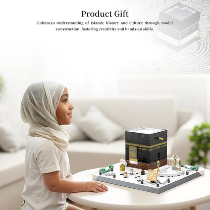 Mecca Kaaba Building Blocks 446 Pcs Holy Mosque Architecture Model Islamic Gift for Ramadan &amp Eid Educational Muslim Toy for Adults Teens Home Decor Souvenir with Display Base