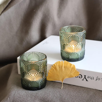 Woho Green Votive Candle Holders Set of 24, Green Glass Tealight Candle Holder for Christmas Party Decor, Tea Light Candle Holder Glass for Wedding Table Lovely Gift