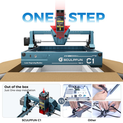 SCULPFUN C1 Mini Laser Engraver, 3W Portable Laser Engraving Machine with 0.04mm Ultra Fine Spot, Work for DIY Beginners,Plywood,Leather,Kraft Paper,Slate, Engraving Area 150 * 130mm