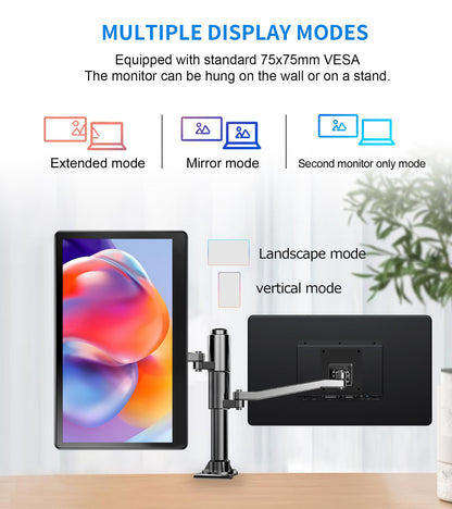 15.6" Portable Touchscreen Monitor, FHD 1920×1080 IPS Ra Pi Touch Screen Monitor for Laptop HDMI VGA DVI 10-Point Touchable Display VESA 75x75 Mountable for Laptops PC Pi POS Kiosk Home Industrial