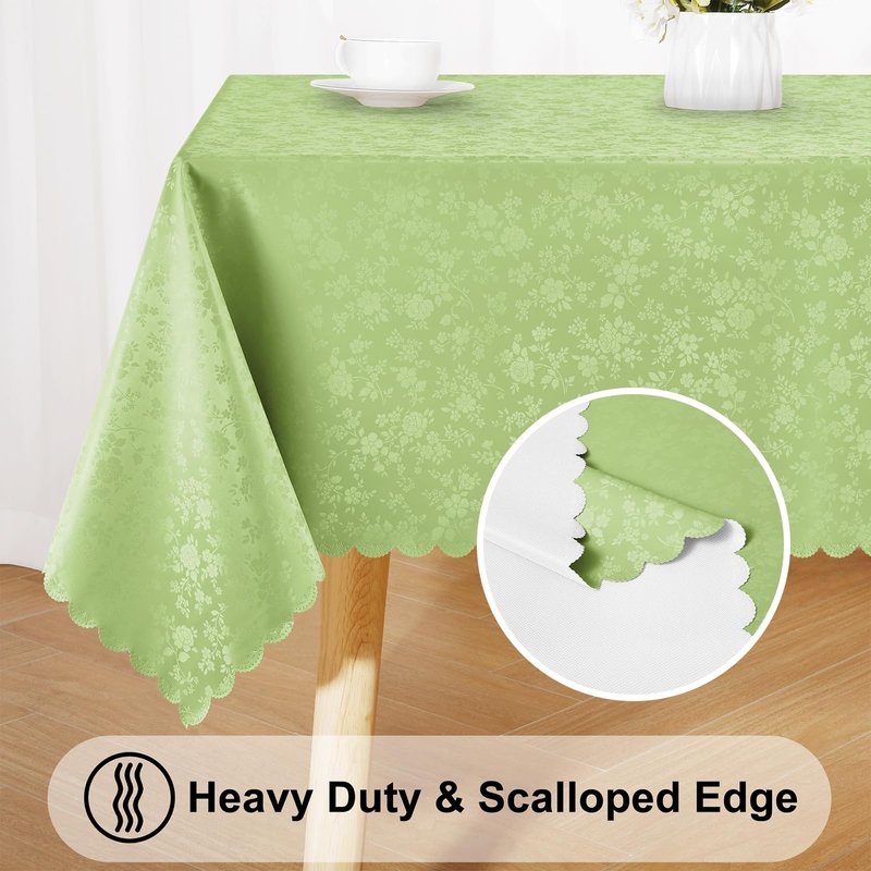 Smiry Rectangle Table Cloth, Waterproof Heavy Duty Vinyl Tablecloths, Wipeable Washable Table Cover for Kitchen and Dining Room (Sage Green, 60" X 84")