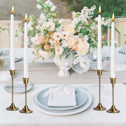 10 inch Taper Candles,Set of 4 Tapered Candle, Tall Candlesticks,Conical Stick Candles,Smokeless,for Home Dinner, Party, Wedding, Halloween, Christmas (White, 10inch)