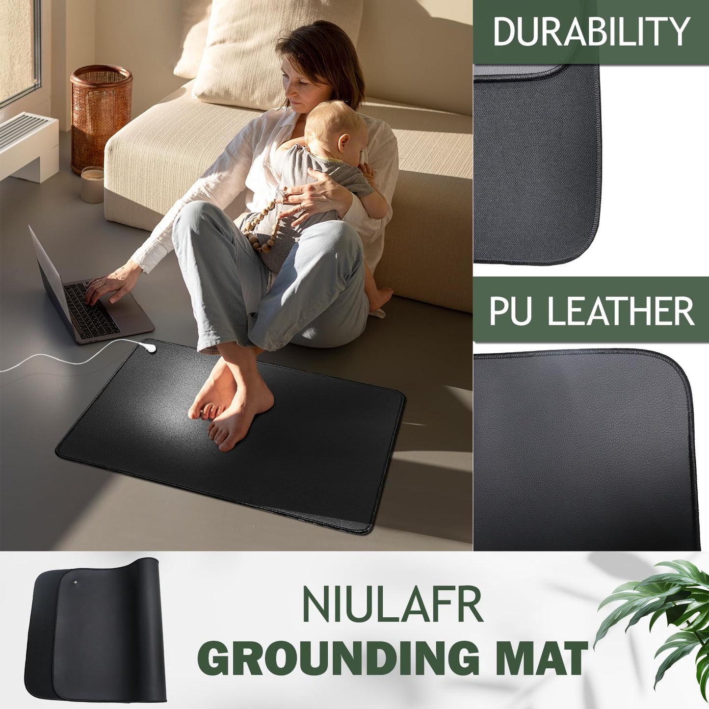 Grounding Mat,35.4x23.6 inches,Reconnect to The Earth EMF Recovery,for Foot Therapy, Universal Grounding Sleep Mat, Grounding Yoga Mat,Improve Energy,Sleep Assist and Helps with Anxiety