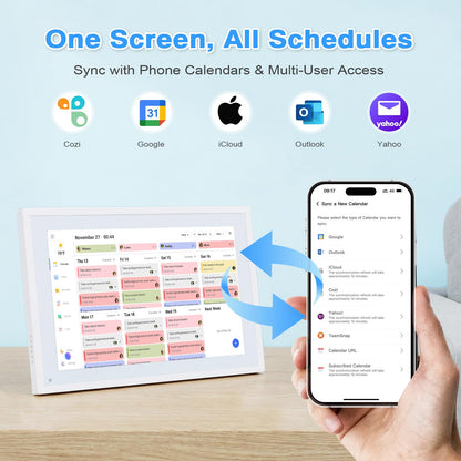 COMIX 10.1" Smart Calendar Display - Digital Family Wall Planner & Wi-Fi Chore Chart Syncs with Phones, Touch Screen Command Center & Digital Photo Frame for Home Organization, Office, Elderly