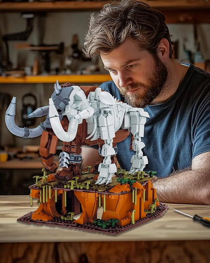 Huge Mammoth Fossil Building Kit with Habitat Base Elephant Crossing Toys Compatible with Lego Animal Dinosaur SetsBirthday Gift for Adults &amp Kids Aged 14+ 1310 PCS