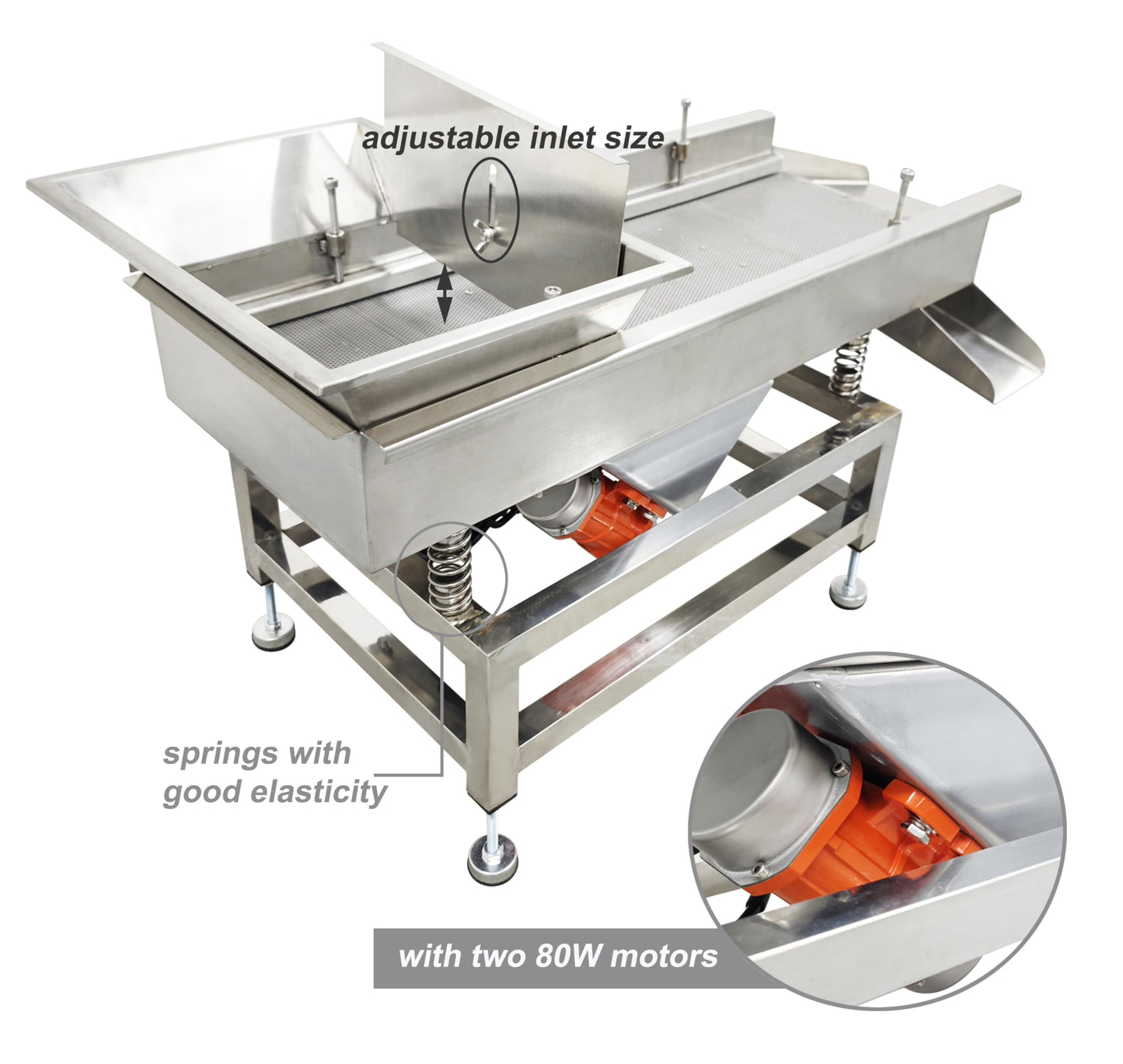 TECHTONGDA Straight Vibrating Sieve Screen Shaker Electric Linear Sifter Machine Stainless Steel One Layer Two Motors 2mm Round Hole Screen Size 11.8×31.5inch 110V