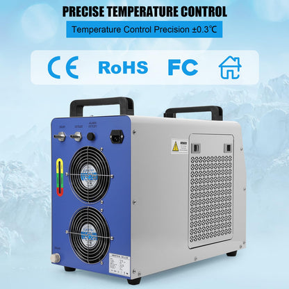 Garvee Industrial Water Chiller CW-5000, 7L 1.14HP 2.6gpm Thermolysis Type Water Cooling System for 40W 50W 60W 70W 80W 90W 100W CO2 Laser Engraving & Cutting Machines,Cools 3868 Btu/h, 110V