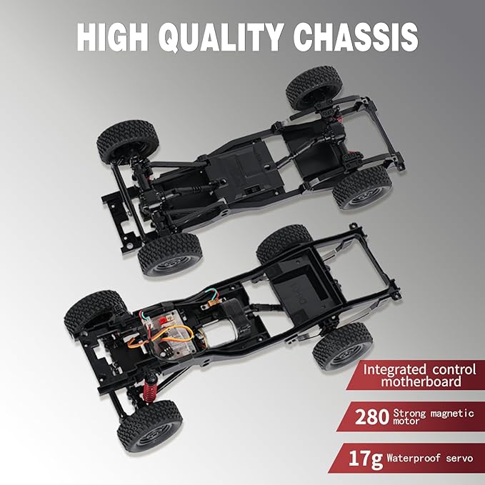 MN82 RC Rock Crawler 2.4Ghz Toyota Remote Control Truck 4WD 2 Speeds Switch RC Crawler Off-Road Pick-up with 2 Upgraded 1200mah Battery 1/12 Scale Trucks (with Gift)