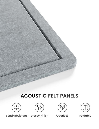 Fluxynara Large Bulletin Board, 47.2" x 35.4" Cork Board Alternative with 24 Safe Removable Adhesive Tabs, Foldable Felt Pin Board for Home Office, Classroom, Bedroom,Entryway for Walls—Blue Gray