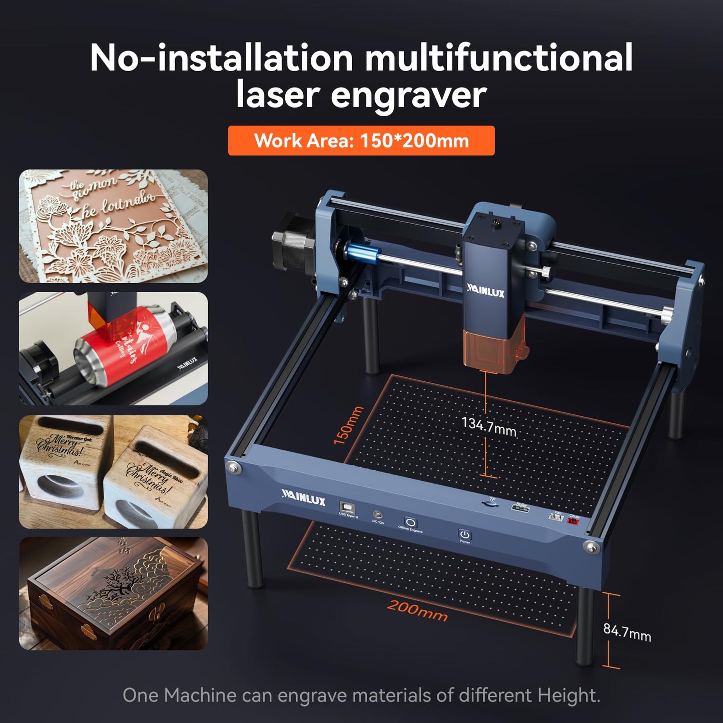 WAINLUX X2 Infrared Laser Engraver for Metal and Plastic, 1064nm 1000mW APP Control Laser Engraving Machine for Jewelry Makers, Small Business and DIY Projects, Class 1