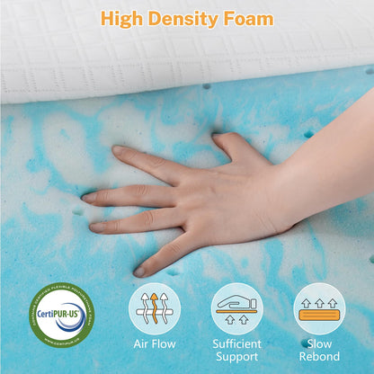 Extra Firm Mattress Topper Short Queen Size, 3 Inch High-Density Foam Bed Topper for Extra Support