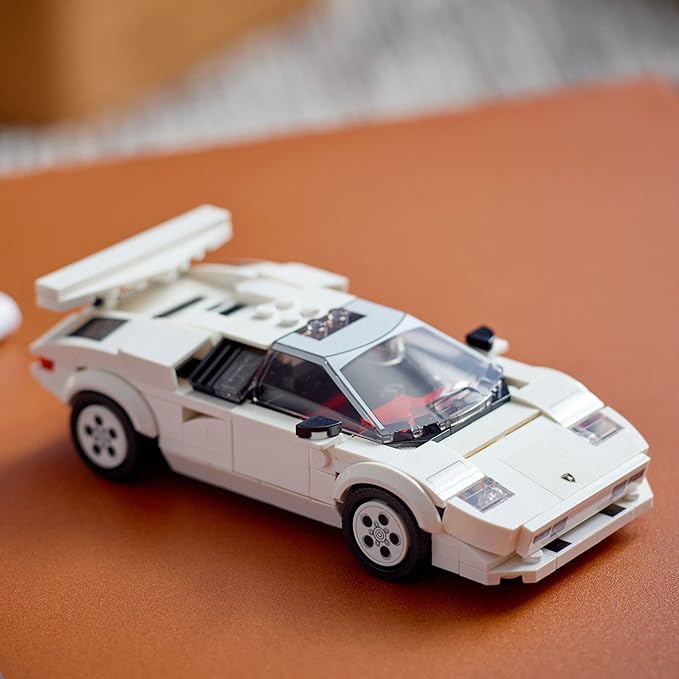 Lego Speed Champions Lamborghini Countach 76908 Race Car Toy Model Replica Collectible Building Set with Racing Driver Minifigure