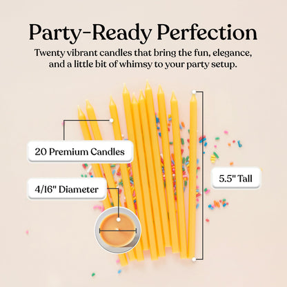 Sisterly Market 20 Count Tall Skinny Orange Solid Birthday Cake Candles for Birthday Wedding Party Cakes Decorations