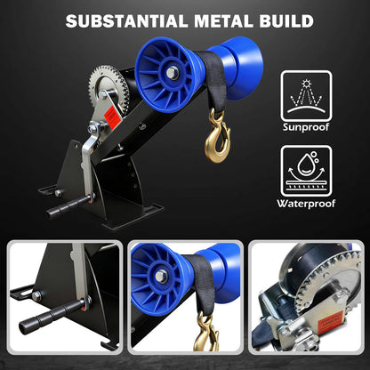 ZUIWAN 1200LB Boat Trailer Winch Stand with Galvanized Adjustable Mount Post & Roller - Fits 3" to 4" W x 4" H Trailer Tongue, Includes Ratchet Winch Kit
