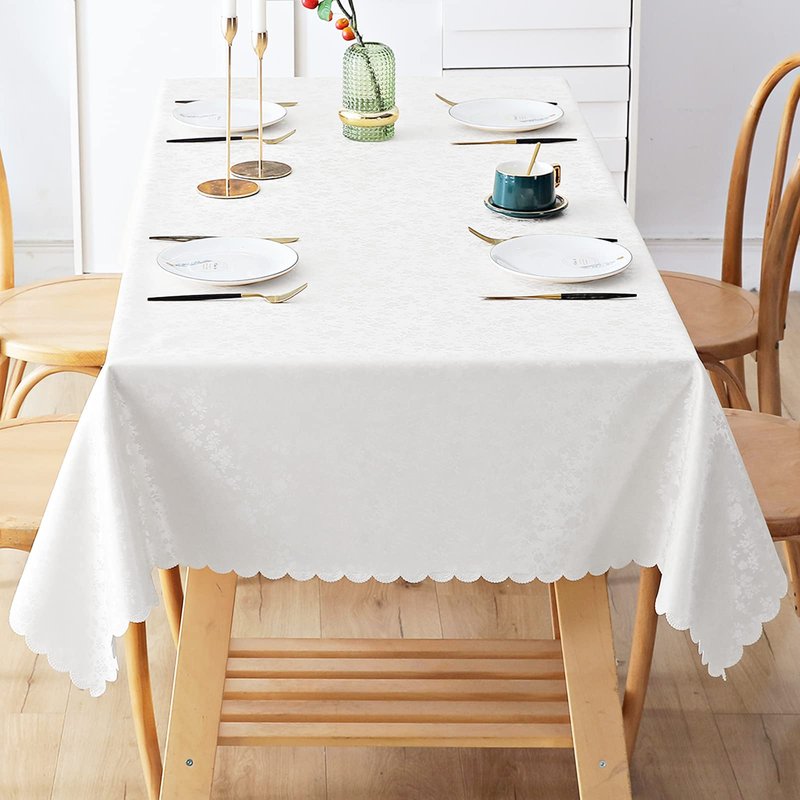 Smiry Rectangle Table Cloth, Waterproof Heavy Duty Vinyl Tablecloths, Wipeable Washable Table Cover for Kitchen and Dining Room (White, 54" X 78")