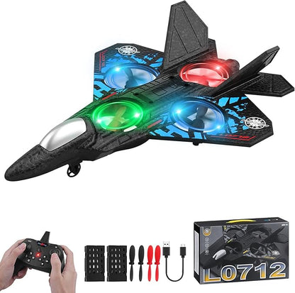 RC Plane 2.4GHz Remote Control Plane L0712 Quadcopter Hovering with Auto Hovering Fighter Aircraft RC Airplane RTF for Beginner Kids and Adults3D Flip Airplane Toy with Colored Lights USB Charging