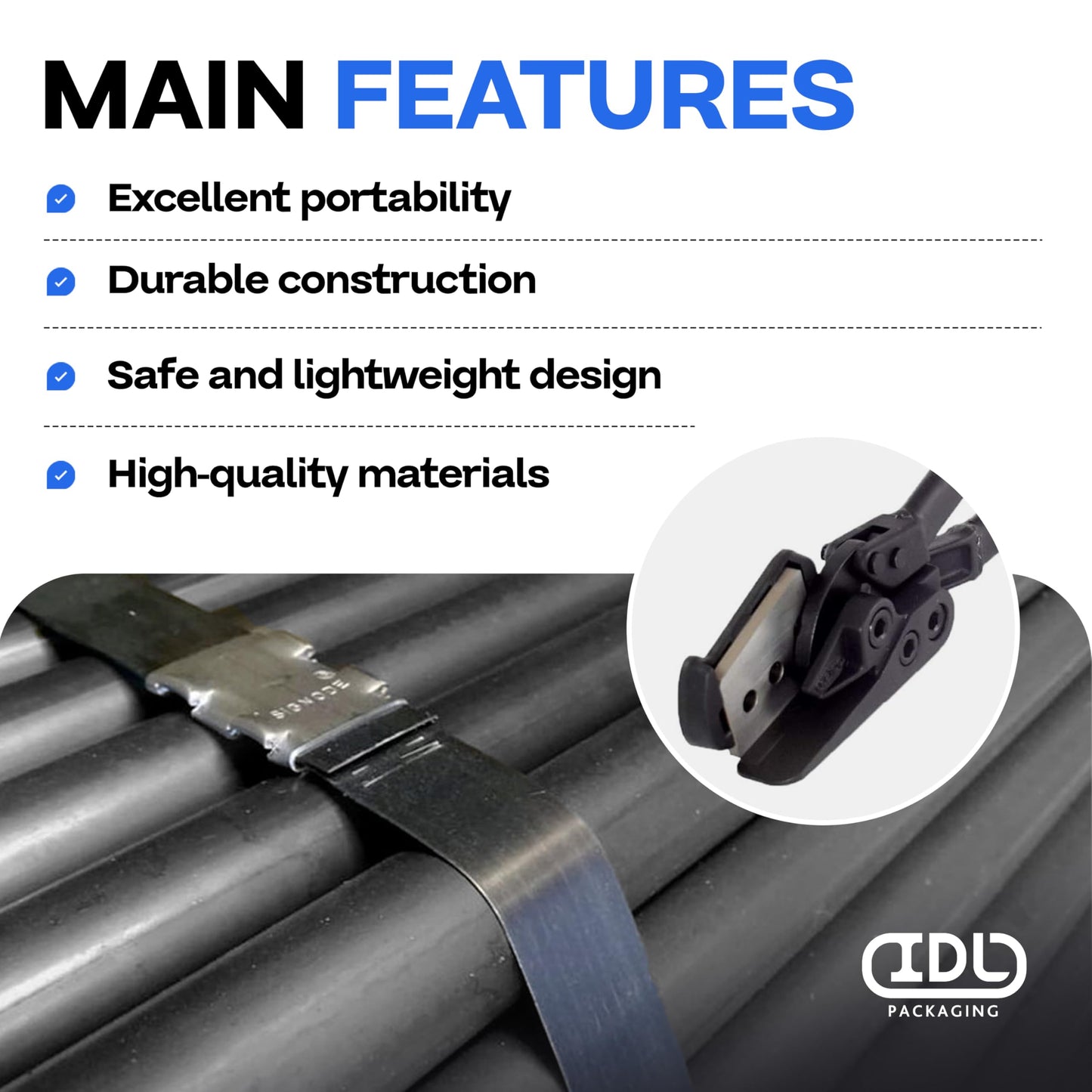 IDL Packaging H-410 Steel Strapping Cutter for up to 2" Width and 0.05" Thickness – Heavy-Duty Best in Class Tool with Long Handles