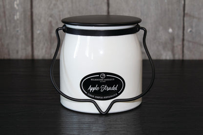 Milkhouse Candle Company Apple Strudel Soy Candle - Cinnamon | Apple | Vanilla Scented - 16 oz Butter Jar with Lid, 65+ Hour Burn Time, Made in the USA