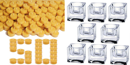 50 Candles +8 Glass Candle Holders