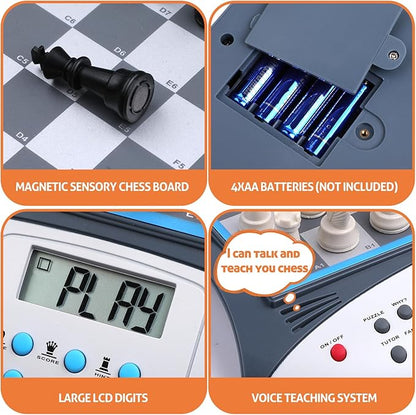 Talking Chess Master Electronic Chess Set with 2000 ELO Rating Great for Brain Strategy Training Strong Magnetic Chess Computer Game 1-2 Player Ideal Learning Gift for Kids Teenagers