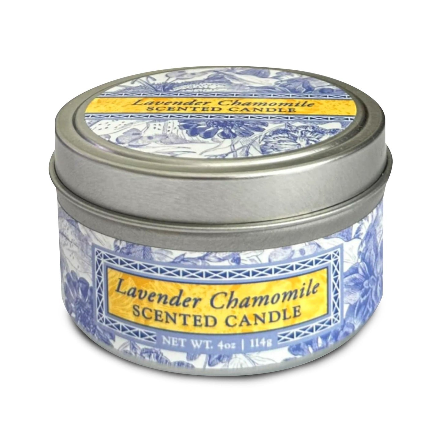 Greenwich Bay Hand-Poured Scented Candle in Decorative Tin – 4 oz/114 g Travel Candle with Lead-Free Wick, Vegetable Wax, Long-Burning Aromatherapy Gift, Single Wick – Made in USA (Lavender)
