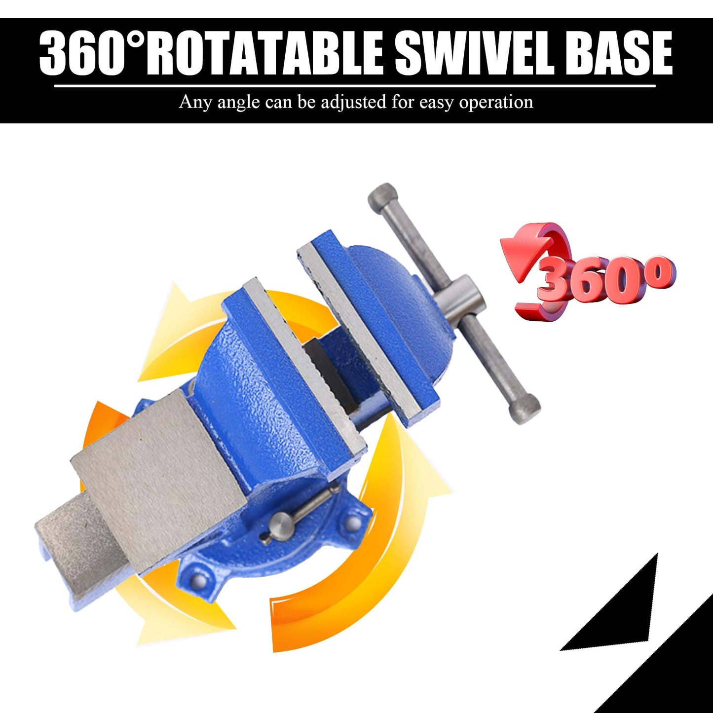 Bench Vise Heavy Duty, Table 6" Vise - Locking Base Clamp Cast Steel 360° Swivel Vice with Anvil, Table Clamp Pipe Lock Pliers Base Desktop for Woodworking Cutting Conduit Drilling, Sanding